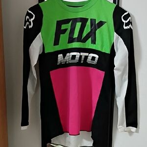 Fox Kids' Green and Pink Moto Jersey